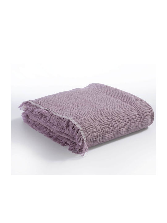 Nef-Nef Homeware Apollo Pătură Piqué Superdublă Cu Franjuri 230x240cm Violet