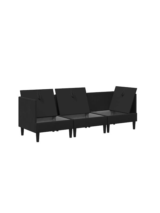 Dreisitzer Sofa mit Stauraum Schwarz 210x70x82cm