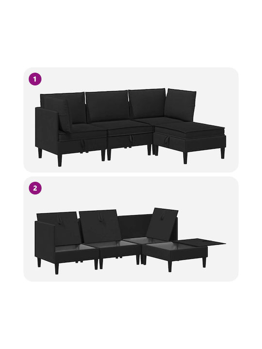 Ecksofa mit Stauraum Schwarz 210x140x82cm