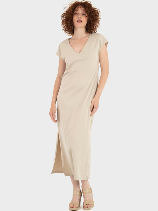 Sommer Midi Damenkleid Ecru