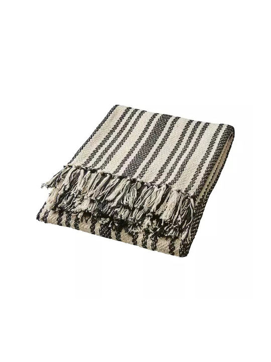 Affari Anna Gestrickte Decke Für Couch 125x175cm Ecru/Schwarz