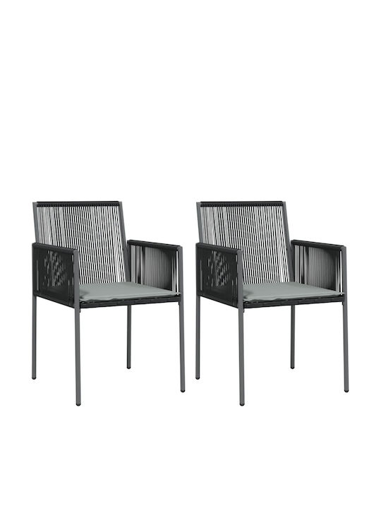 Garden & Outdoor Furniture Sets Dining Room Set 2 Pieces Black with Pillows