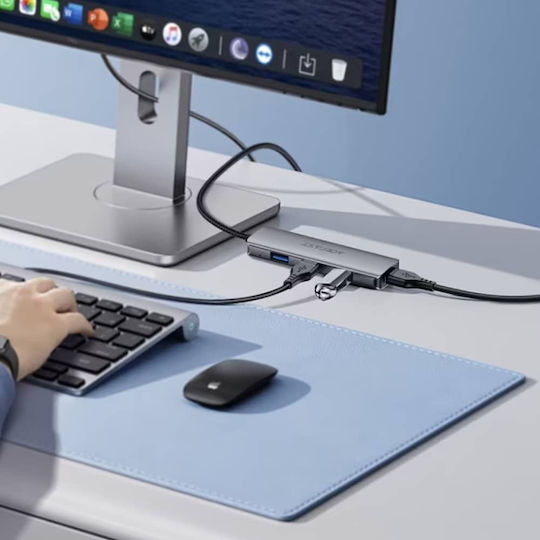 Acefast Hub 4 Ports with USB-A Connection Gray