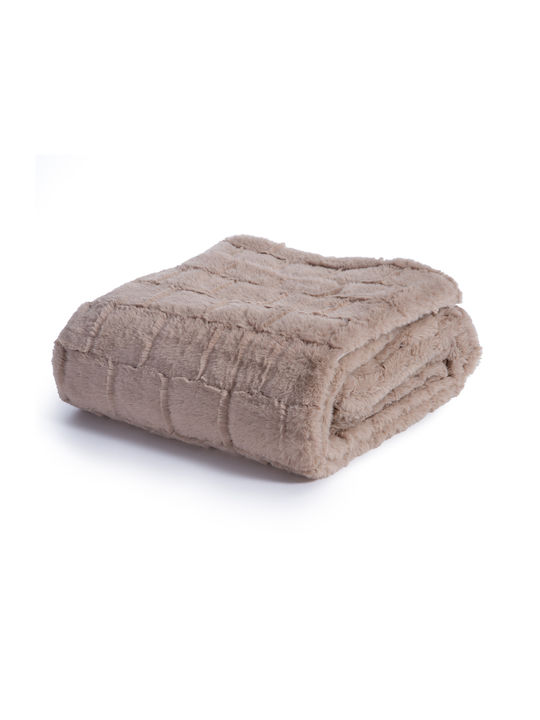 Nef-Nef Homeware Barlow Κουβέρτα Γούνινη Καναπέ 140x190εκ. Μπεζ