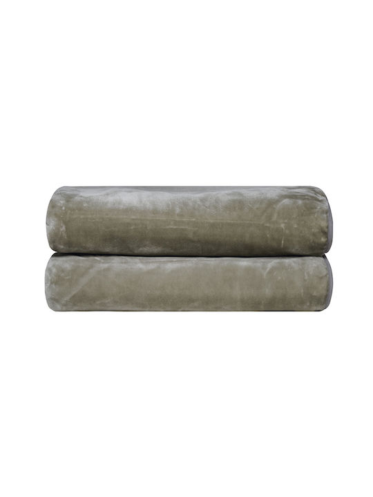 Kentia Notte Κουβέρτα Βελουτέ Ημίδιπλη 180x220εκ. Olive