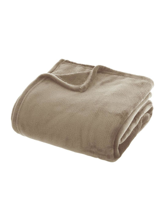 Atmosphera Soft Velvet Blanket Semi-Double 180x230cm Beige