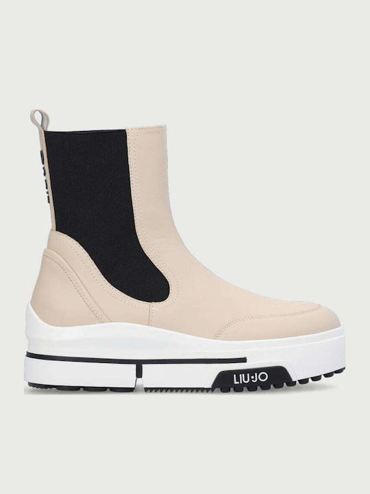 Leder Damen Chelsea Stiefeletten Nude