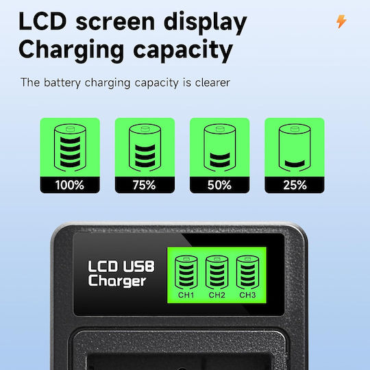 3 Slot Battery Charger Usb 5v Lcd Insta360 Ace Ace Pro Pro 2 B-a-a