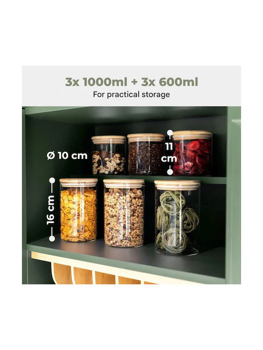 CLASSBACH Set 6 Bucăți Vaze Pentru Paste Ceai Maro Cu Capac Sticlă Transparent 600ml 6 Bucăți