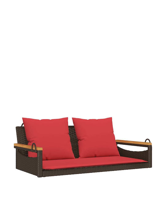 Hanging Armchair Swing with Brown Rattan Pillow Load Weight up to 110kg L109xD62xH40cm