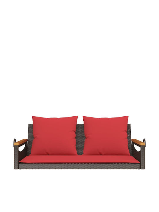 Hanging Armchair Swing with Brown Rattan Pillow Load Weight up to 110kg L109xD62xH40cm