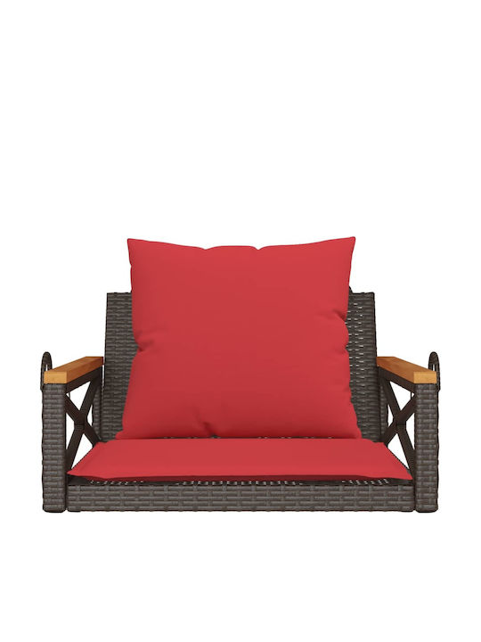 Hanging Armchair Swing with Brown Rattan Pillow Load Weight up to 110kg L63xD62xH40cm