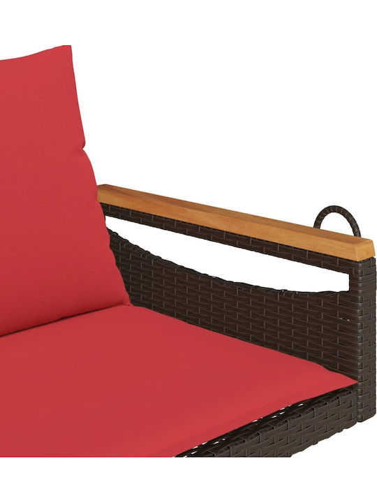 Hanging Armchair Swing with Brown Rattan Pillow Load Weight up to 110kg L109xD62xH40cm