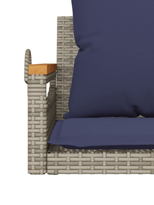 Hanging Armchair Swing with Gray Rattan Pillow Load Capacity up to 110kg L63xD62xH40cm