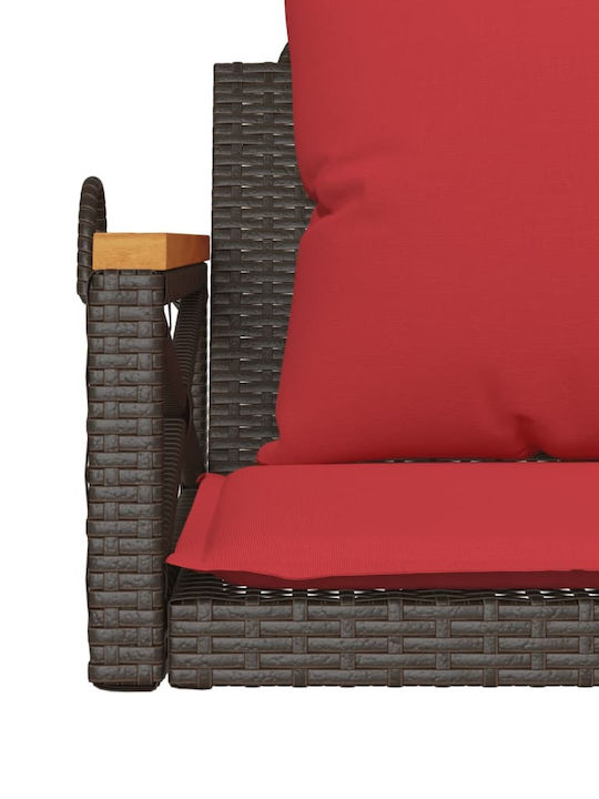 Hanging Armchair Swing with Brown Rattan Pillow Load Weight up to 110kg L63xD62xH40cm