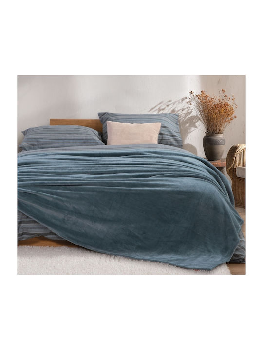 Nef-Nef Homeware Cosy Κουβέρτα Fleece Μονή 160x220εκ. Dusty Blue