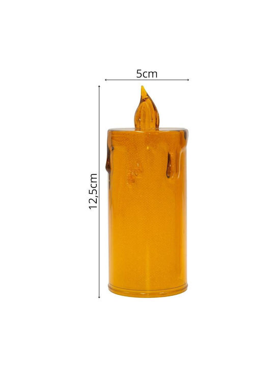 Decorative Candle 12.5 Cm Amber Warm White 1 Led White