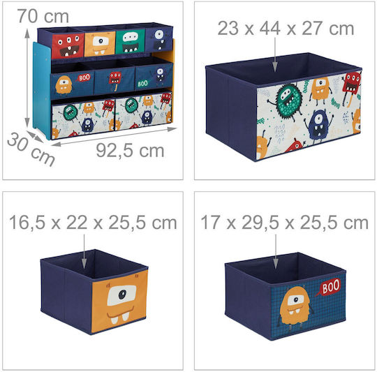 Relaxdays Foldable Fabric Blue Toy Storage Box 70x92.5x30cm