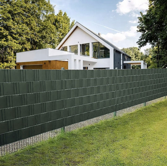 Set Benzi Decorative Gard Împrejmuire Zola 25 Cleme Durabil Pvc 450g/m2 19 X 3500 Cm Verde