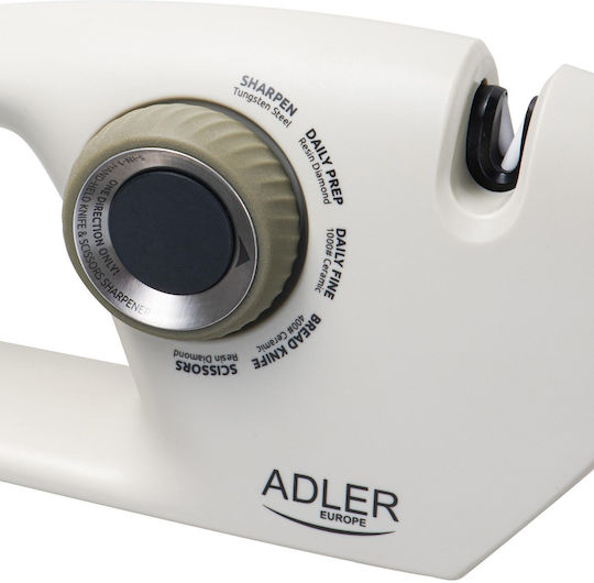 Точило За Ножове Adler Ad4530 Многофункционална Система 5 Нива Острене Гладки Назъбени Остриета Ножици Диамантено Керамично Покритие Регулируемо Неплъзгащо Се Бутон Здрава Стабилна Основа 22x5 См Черно Сребристо