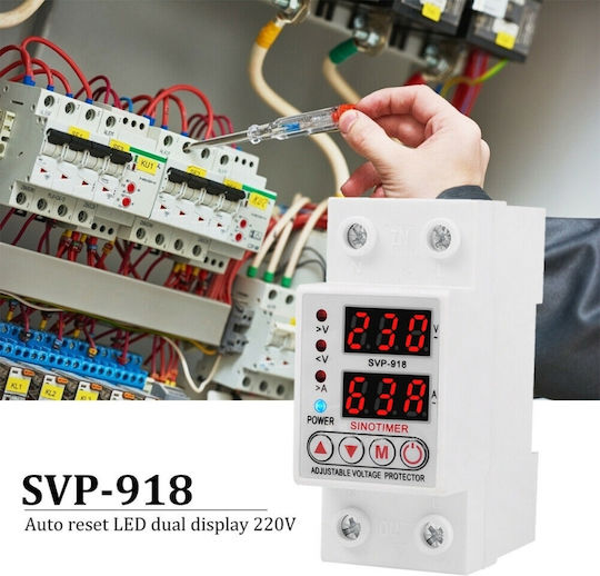 Releu De Siguranță Digital Protecție Tensiune Sinotimer 40A SVP-918-40A Afișaj Dual LED Recuperare Automată