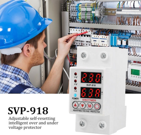 Releu De Siguranță Digital Protecție Tensiune Sinotimer 40A SVP-918-40A Afișaj Dual LED Recuperare Automată