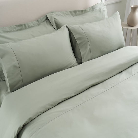 Vesta Home Cotton Satin Duvet Cover Set 260x240cm King Size with 2 Pillowcases Nemesis Olive