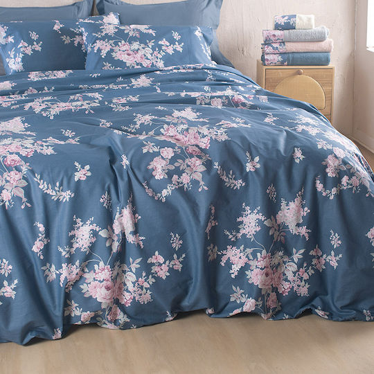 Rythmos Подредба Плик За Завивка 100% Памук 160x250см Единичен с Калъфка Springtime Тъмносин