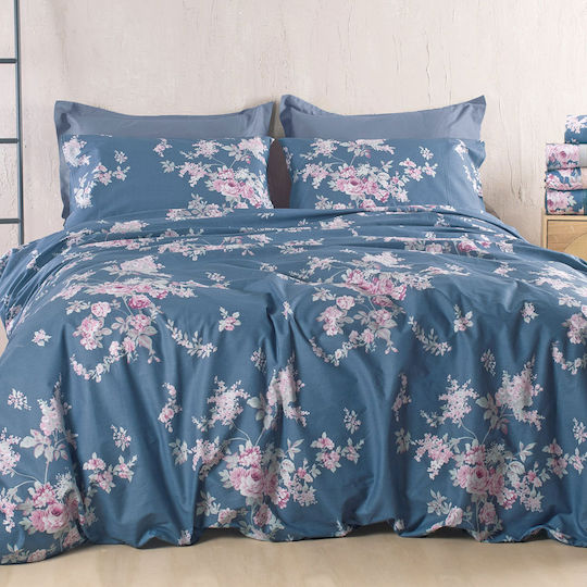 Rythmos Подредба Плик За Завивка 100% Памук 160x250см Единичен с Калъфка Springtime Тъмносин