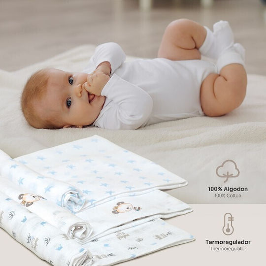Interbaby Πάνες Αγκαλιάς Γκρι 80x80εκ. 3τμχ