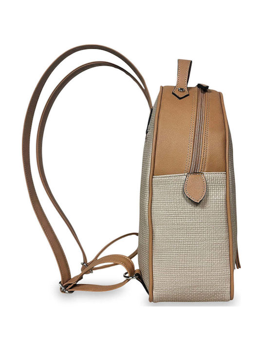 Women's Backpack Bag Oval Nomade Beige