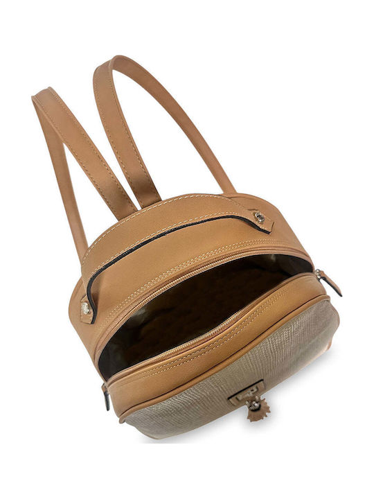 Women's Backpack Bag Oval Nomade Beige