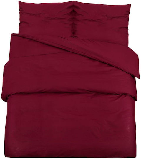 vidaXL Set Duvet Cover 240x220cm Queen with 2 Burgundy Pillowcases
