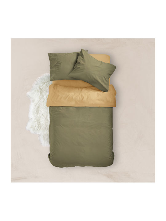 Borea Bettbezug Baumwolle Einzelbett 160x240 Khaki-Mustard