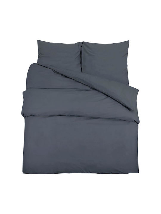 vidaXL Bettbezug-Set Doppelbett mit 2 Kissenbezügen 200x200 Charcoal