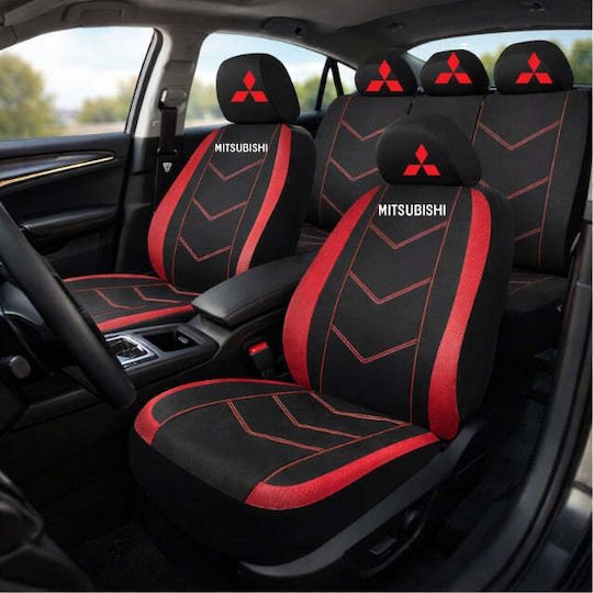 Universal Seat Cover Set Hlx6 Compatible Mitsubishi – Black Red