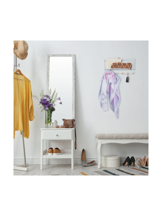 Relaxdays Metal Wall Hanger 6 Hooks White 17x13x36cm