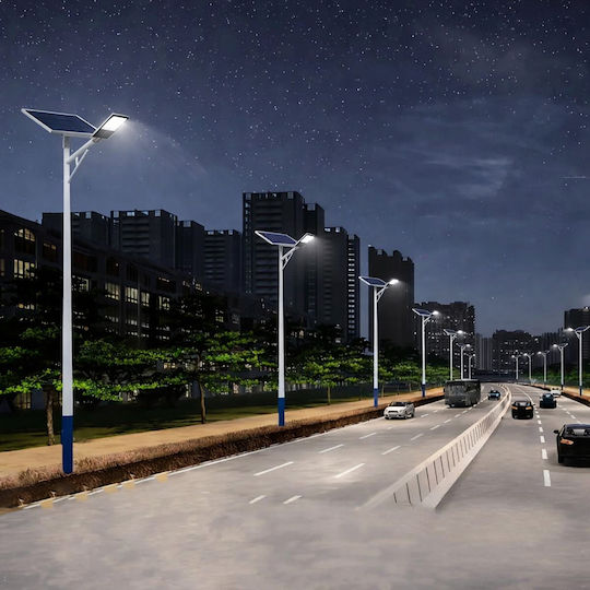 Lampă Solară de Stradă 300W 4200lm Alb Cald 3000K cu Senzor de Mișcare Fotocelulă și Telecomandă IP67 35x29cm