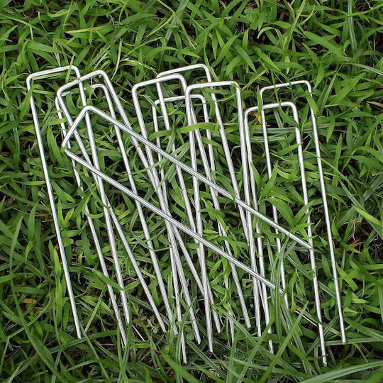Set 50 Agrotextile Fixing Nails Zola U-shaped Galvanized Steel 2.2 X 40 X 100 Mm Silver