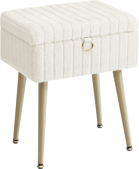 Metallischer Fußhocker Mit Stauraum Beige Weiß 30x40x50cm