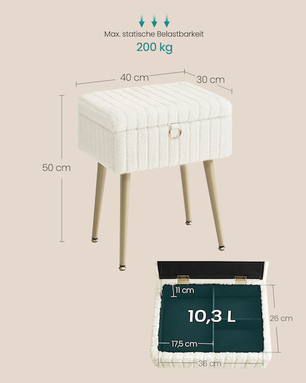 Metallischer Fußhocker Mit Stauraum Beige Weiß 30x40x50cm