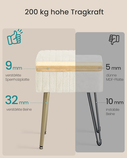 Metallischer Fußhocker Mit Stauraum Beige Weiß 30x40x50cm