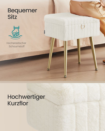 Metallischer Fußhocker Mit Stauraum Beige Weiß 30x40x50cm