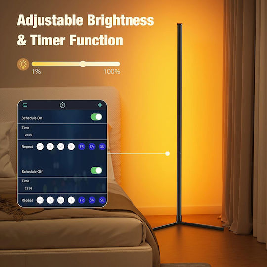 Qova LED Lampadar de Podea Înălțime 160cm cu Lumină RGB 1000lm Multicolor