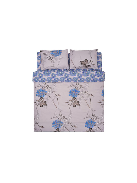 Heinner Duvet Cover Set Cotton Semi-double with Pillowcase & 1 Sheet 180x215 Blue