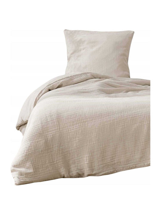 Douceur d'Intérieur Duvet Cover Set Cotton Single with Pillowcase 140x200 Angelia Sand