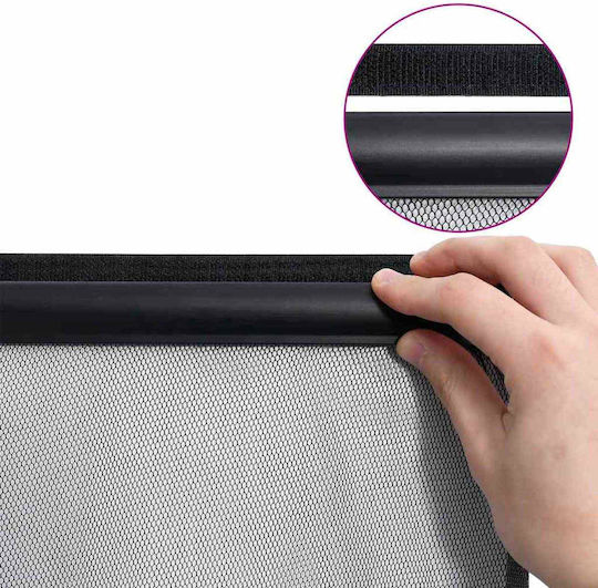 vidaXL Fixed Door Mosquito Net Made of Black Polyester With Frame