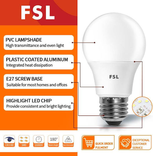 Lightplanet Bec LED 9W și Formă A60 Alb Rece