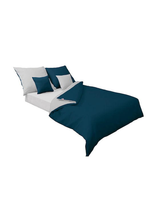 Matex Duvet Cover Set Cotton Single with Pillowcase 140x200 Teal/gray