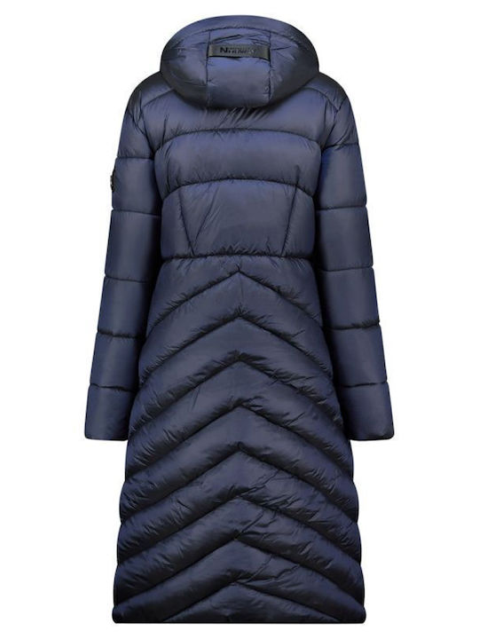 Langes Damenjacke Für Winter Marineblau